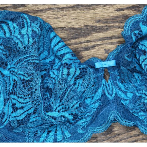 NWT Paramour Peridot Lace Full Coverage Unlined Bra Deep Caribbean Blue 36D - Picture 8 of 10